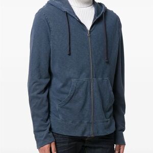 James Perse Men's Zip-Up Hoodie in Slate Blue 1/S Supima Cotton Made in USA